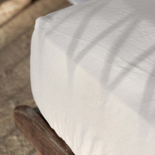 Linen bed sheet - WHITE FITTED - dELENZO LINEN FROM EUROPE S.L - washable / breathable