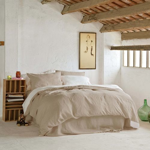 Linen quilt cover - WHITE &amp; NATURAL - dELENZO LINEN FROM EUROPE S.L - plain