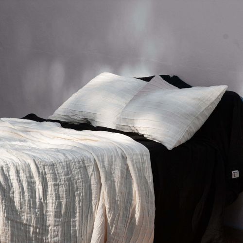 Linen throw blanket - IVORY - dELENZO LINEN FROM EUROPE S.L