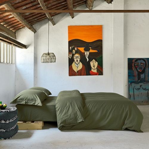 Linen bedding set - CAPULET OLIVE - dELENZO LINEN FROM EUROPE S.L