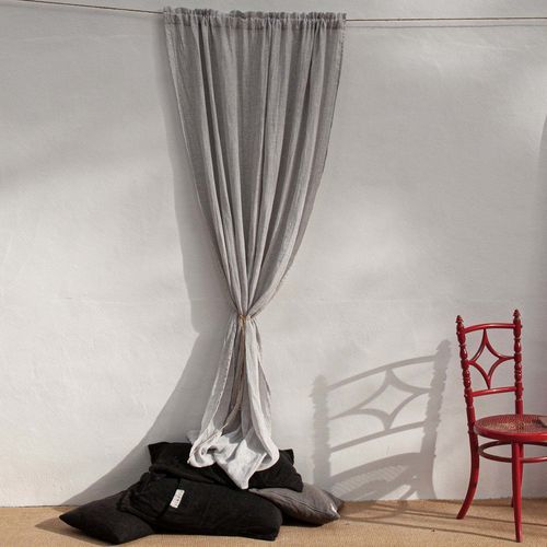 Pleated curtain - GRAY - dELENZO LINEN FROM EUROPE S.L - plain / customizable / linen