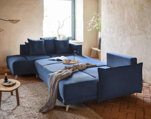 Corner sofa - LENA : 1509B - Best Mobilier - contemporary / velvet / with armrests