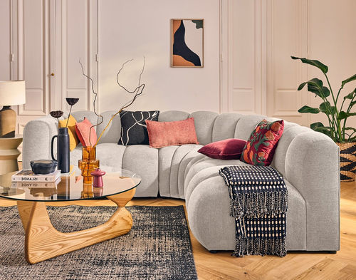 Modular sofa - DEBBIE: 2953BEI - Best Mobilier - contemporary / fabric / with armrests