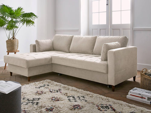 Corner sofa - Anna: 785BEI - Best Mobilier - bed / contemporary / velvet