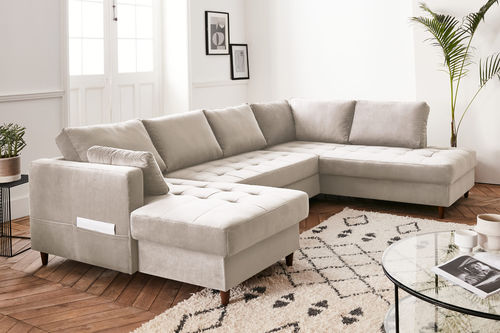 Corner sofa - ANNA: 824BEI - Best Mobilier - bed / contemporary / velvet