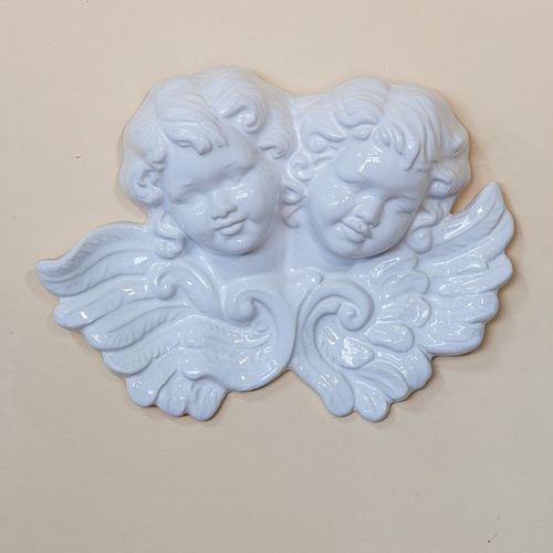 Glazed ceramic sculpture - Coppia di Angeli - cestenoli srl - handmade / Made in Italy / wall-mounted