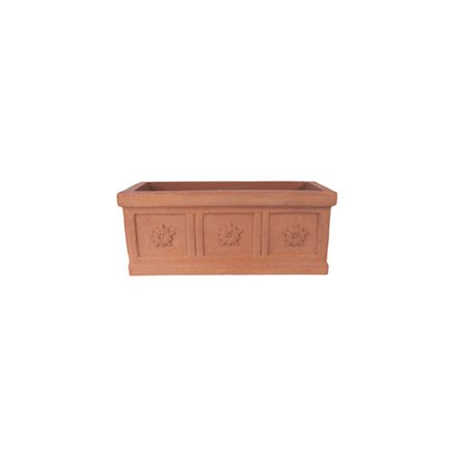 Terracotta planter - con Rosette - cestenoli srl - rectangular / handmade / traditional