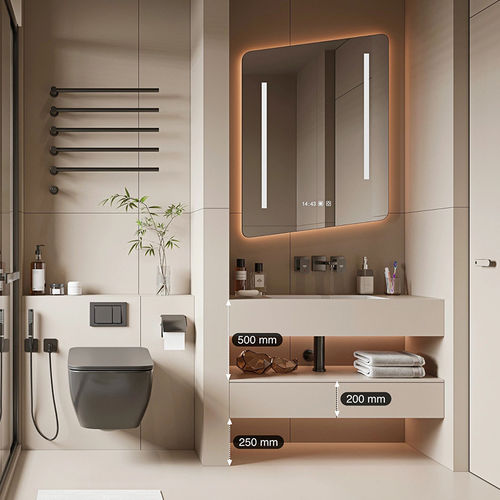 Wall-mounted washbasin cabinet - DFD-BV-01 - Dief Flooring - wooden / sintered stone / contemporary