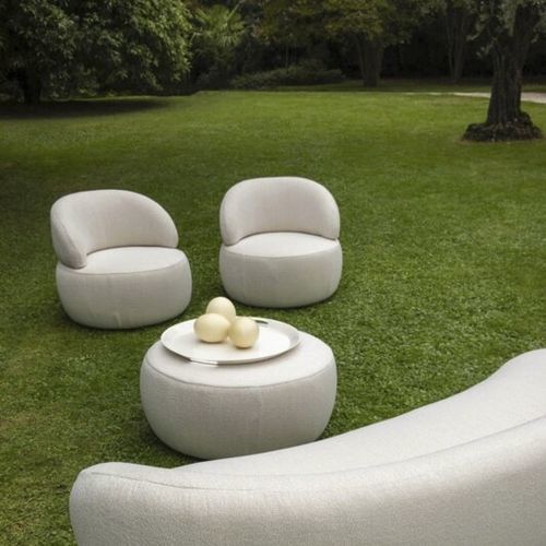 Contemporary armchair - Doku - WOW ITALY - fabric / round / with removable cover