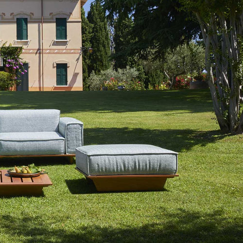 Contemporary ottoman - Geta - WOW ITALY - fabric / iroko / square