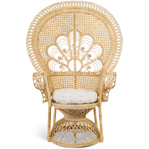Original design armchair - 114001-NAT - BAMBO BLAU - fabric / rattan / rattan