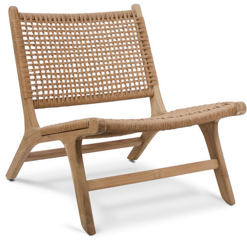 Contemporary fireside chair - 116008 - BAMBO BLAU - synthetic fiber / teak / waterproof