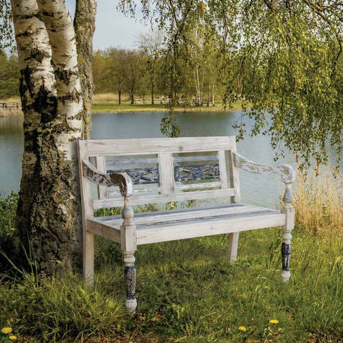 Contemporary bench - 933050 - BAMBO BLAU - wooden / with backrest / with armrests