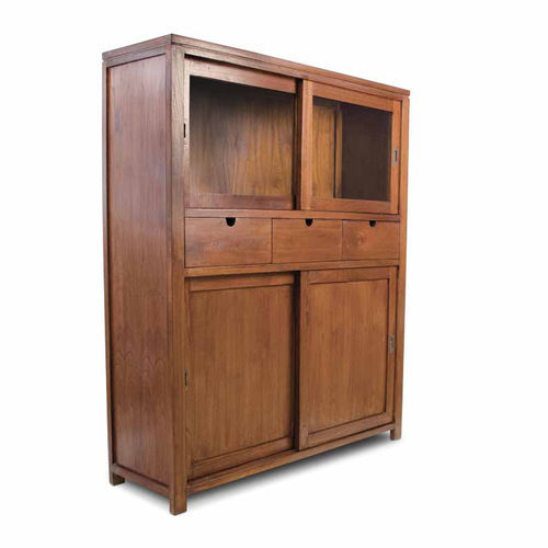 High sideboard - 930130-BAS - BAMBO BLAU - traditional / wooden / glass