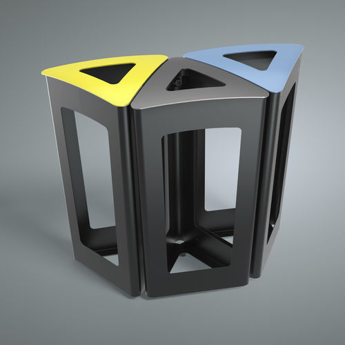 Public trash can - TREA TRIO - Sarragala - recycling / floor-standing / metal