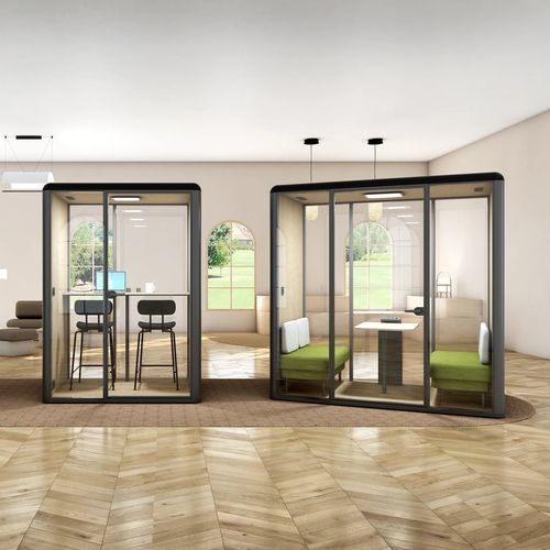 Acoustic privacy office space - L - Mirplay Objektmöbel - with glass door / PET / aluminum