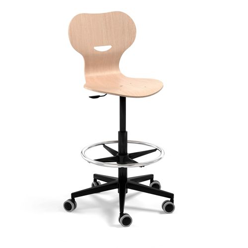 Polypropylene task chair - Mia - Mirplay Objektmöbel - aluminum / beech / on casters