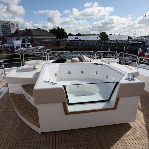 Above-ground hot tub - Catalina Spas - rectangular / multiplace / stainless steel