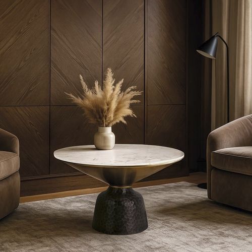 Contemporary coffee table - 1434 - Giner y Colomer - metal / marble / metal base