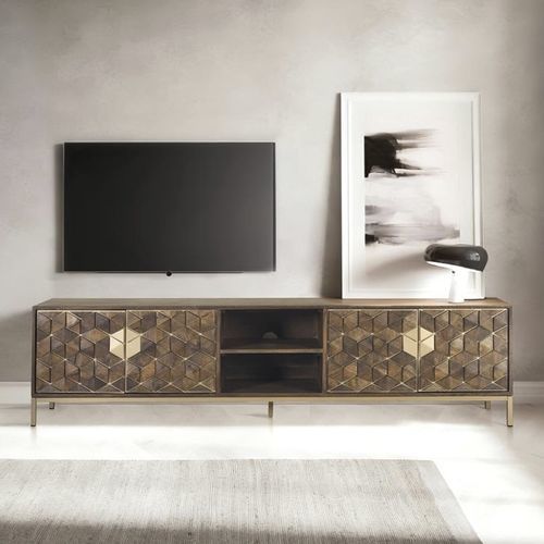 Contemporary TV cabinet - 1696 - Giner y Colomer - 4 doors / wooden / metal