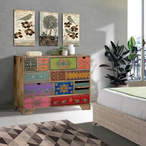 Ethnic chest of drawers - 6797 - Giner y Colomer - wooden / 12-drawer / multi-color