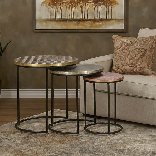 Contemporary nesting tables - 6806 - Giner y Colomer - metal / metal base / round