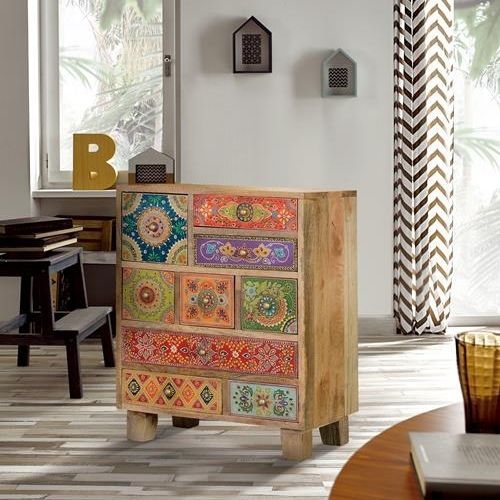 Contemporary chest of drawers - 6795 - Giner y Colomer - solid wood / hand-painted wood / 9-drawer