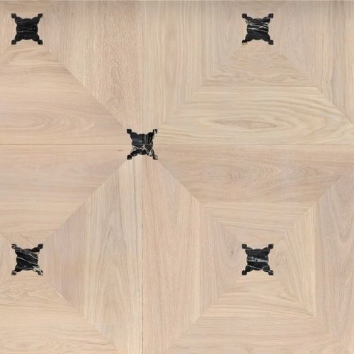 Solid parquet flooring - GEOMETRIC - ALLWOOD - wood inlaid / varnished finish / glued