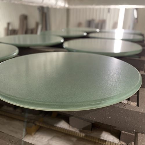 Natural stone table top - TRADITION PIERRE - enameled lava / customizable / round