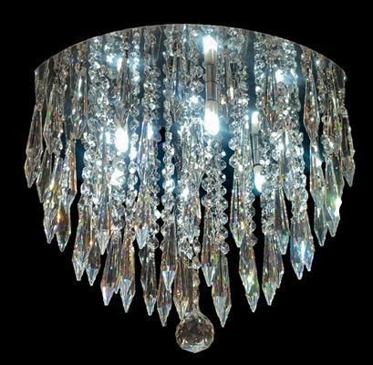 Contemporary ceiling light - 842 series - CRISTALUX LIGHTING DESIGN - round / stainless steel / crystal