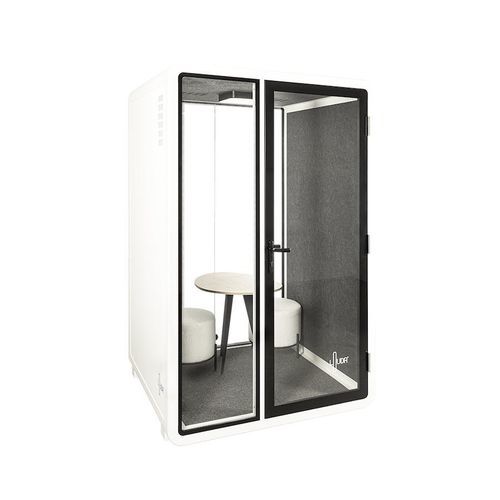 Acoustic office pod - LOUDR TWO - Loudr - with built-in lighting / 2 person / with glass door