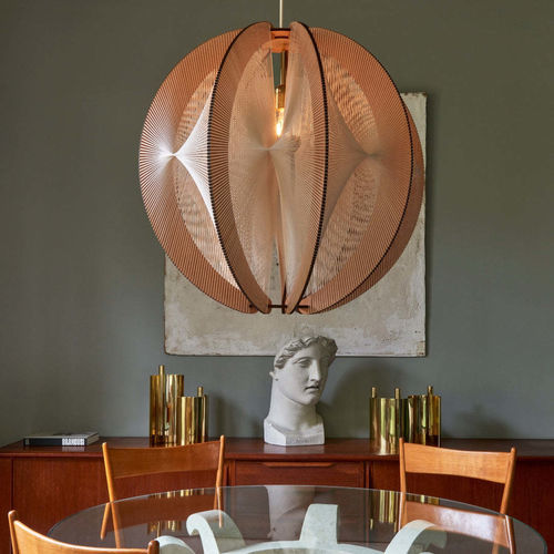 Pendant lamp - ASTROFI L - LAFABLIGHT - cotton / oak / wood