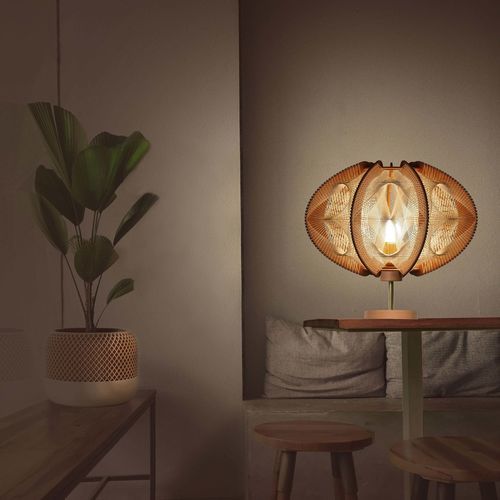 Floor-standing lamp - ECHINO TRIPLE TWIST  - LAFABLIGHT - table / oak / cotton