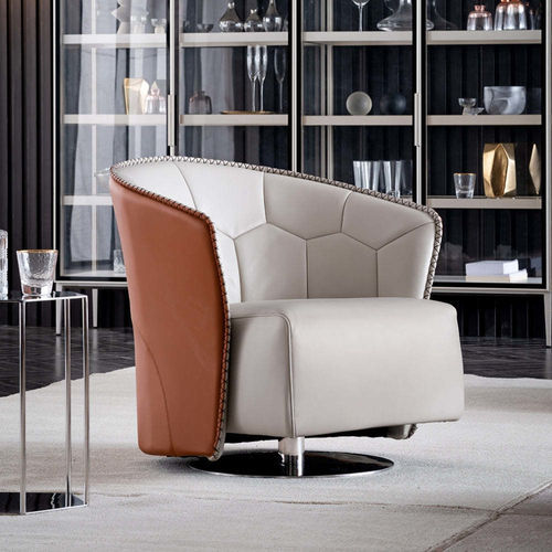 Contemporary armchair - YUAN - DASH CASA GROUP CO.LTD - leather / chrome / multi-color