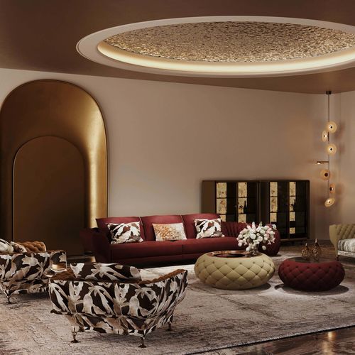 Contemporary coffee table - GOLF THEMED - DASH CASA GROUP CO.LTD - brass / leather / marble