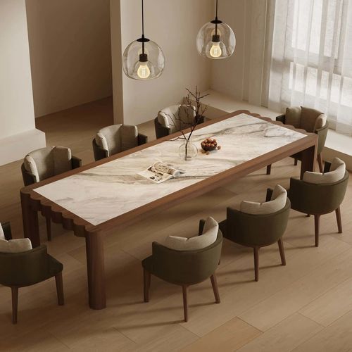 Contemporary dining table - SHAN ZHU  - DASH CASA GROUP CO.LTD - solid wood / American walnut / marble