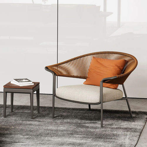 Contemporary armchair - YUNZHI - DASH CASA GROUP CO.LTD - leather / fabric / steel