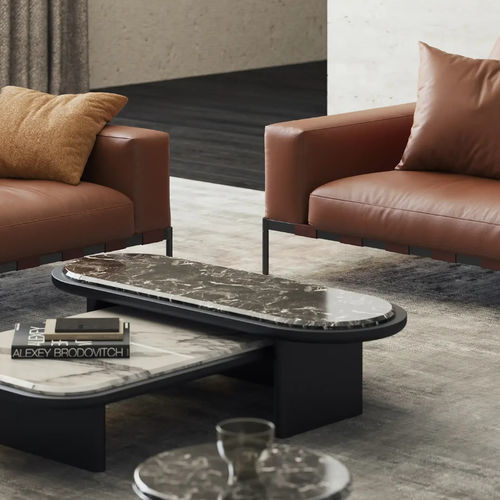 Contemporary coffee table - SCULPTED HORIZON  - DASH CASA GROUP CO.LTD - solid wood / ash / marble