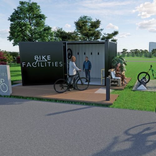 Container bike shelter - BF - Manlu - with solar panel / for electric bike / recyclable