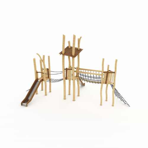 Public entity play tower - RPB2027-N - ASLIPARK ÇEVRE TASARIM VE MÜH. SAN. DIŞ TİC. LTD. ŞTİ (Robiwood) - for playground / with swing / with climbing net