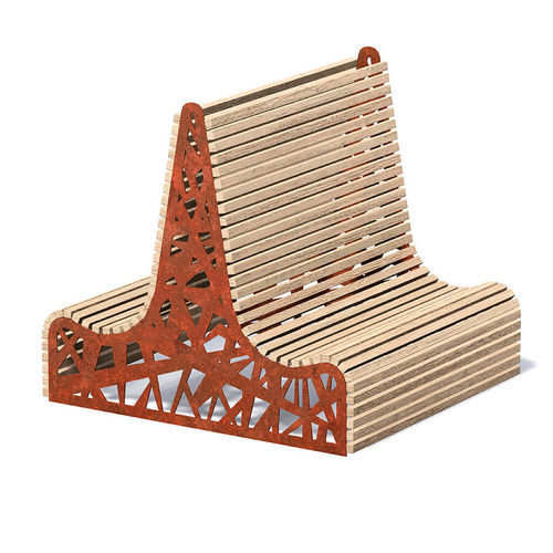 Double-sided public bench - DOUBLE TREE   - MACAGI s.r.l. - contemporary / metal / wooden