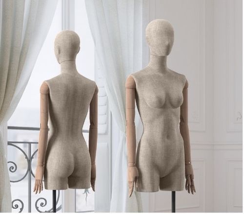 Fashion display mannequin torso - Maison Marlu - Best Mannequins BV - tempered glass / wooden / fabric