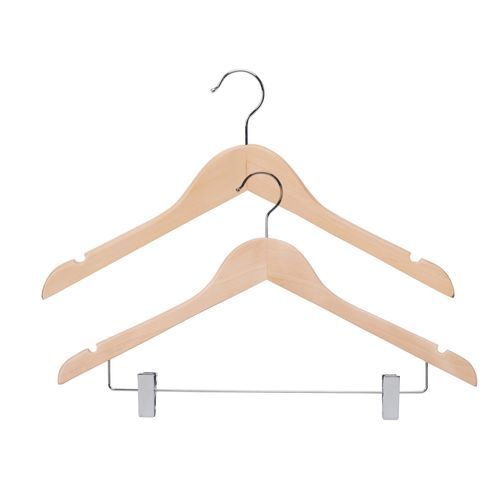 Chrome coat hanger - Fashion Wood & Chrome - Best Mannequins BV - varnished wood / wood
