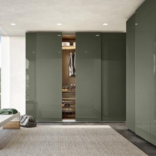 Modern wardrobe - ANTA LISCIA - benedetti MOBILI - wooden / sliding door / mirrored