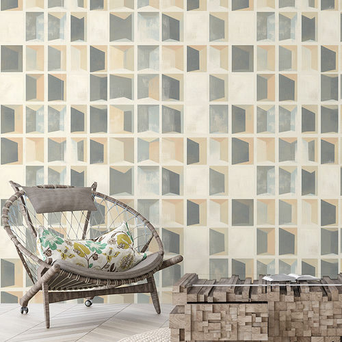 Contemporary wallpaper - WINDOWED DEPTHS - jaWalls - nonwoven fabric / customizable / geometric pattern