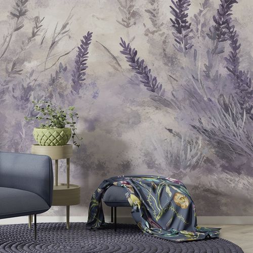 Contemporary wallpaper - LAVENDER FIELDS - jaWalls - nonwoven fabric / scenic pattern / floral