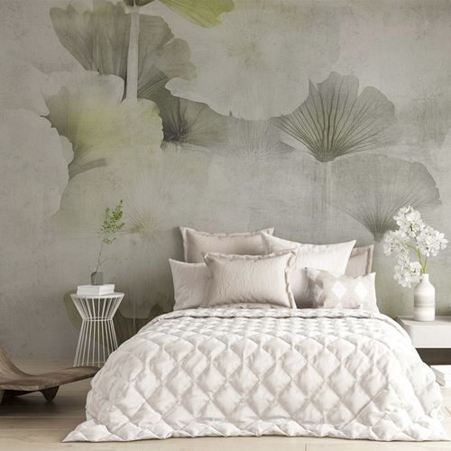 Contemporary wallpaper - GINKGO WHISPER - jaWalls - nonwoven fabric / nature pattern / customizable pattern