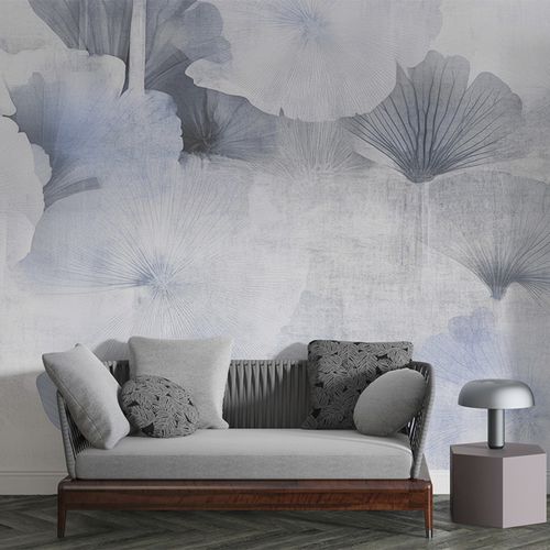 Minimalist design wallpaper - GINKGO WHISPER - jaWalls - nonwoven fabric / nature pattern / customizable pattern