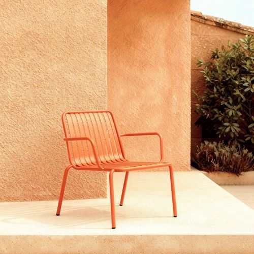 Contemporary armchair - GABY - TICKET FOR THE MOON - metal / painted metal / orange