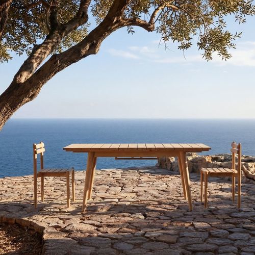 Contemporary dining table - VADIM - TICKET FOR THE MOON - solid wood / teak / rectangular